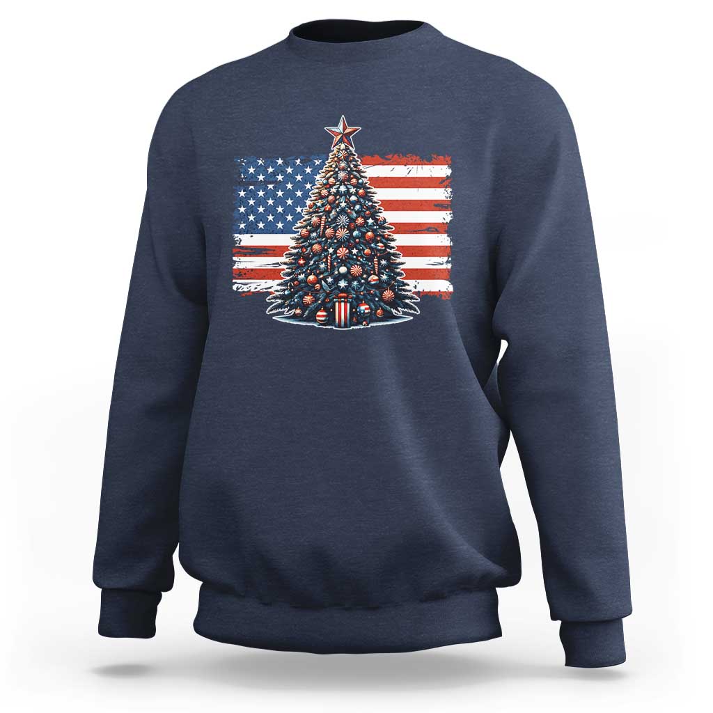 Patriotic American Flag Christmas Sweatshirt - Wonder Print Shop