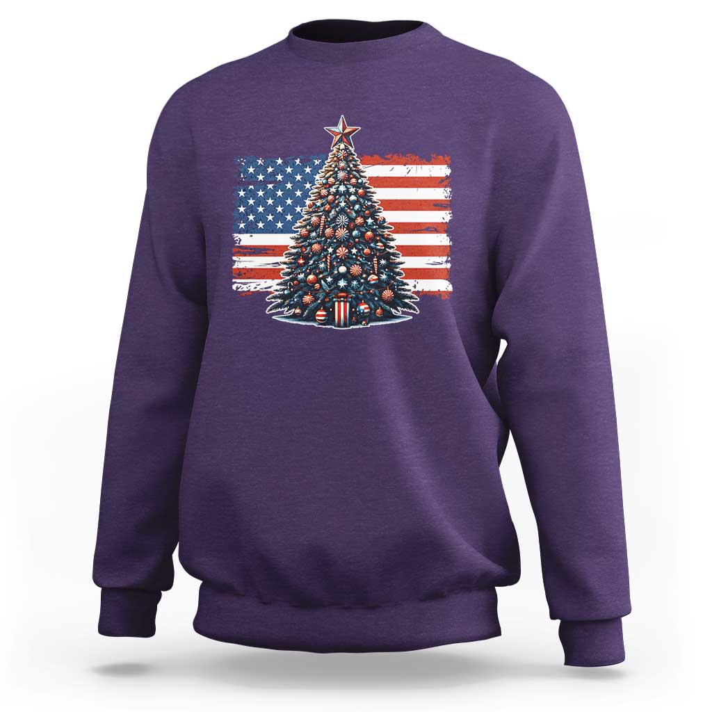 Patriotic American Flag Christmas Sweatshirt - Wonder Print Shop