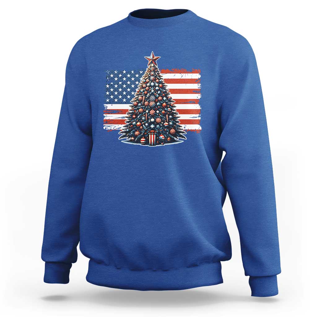 Patriotic American Flag Christmas Sweatshirt - Wonder Print Shop