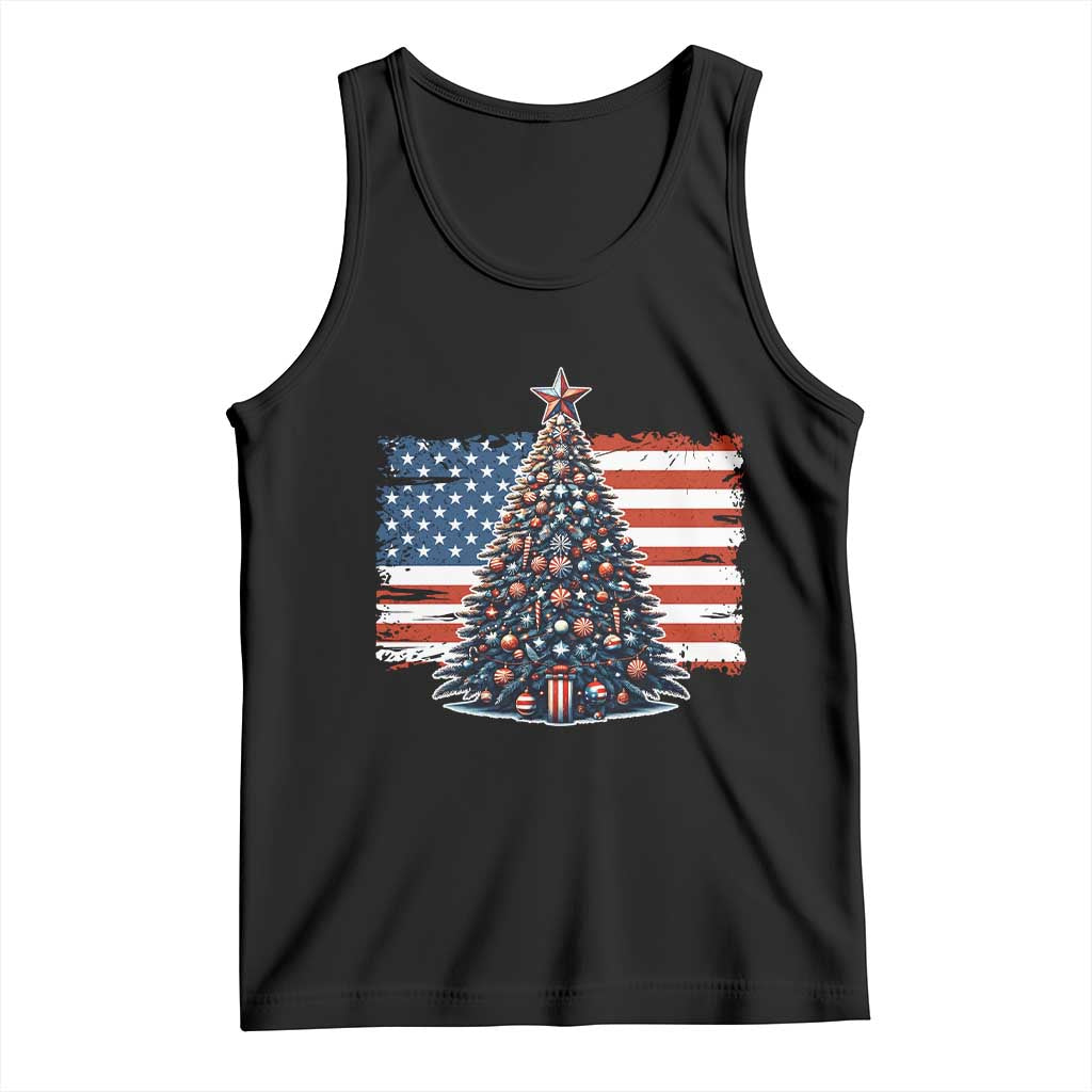 Patriotic American Flag Christmas Tank Top - Wonder Print Shop