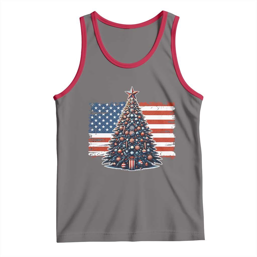 Patriotic American Flag Christmas Tank Top - Wonder Print Shop