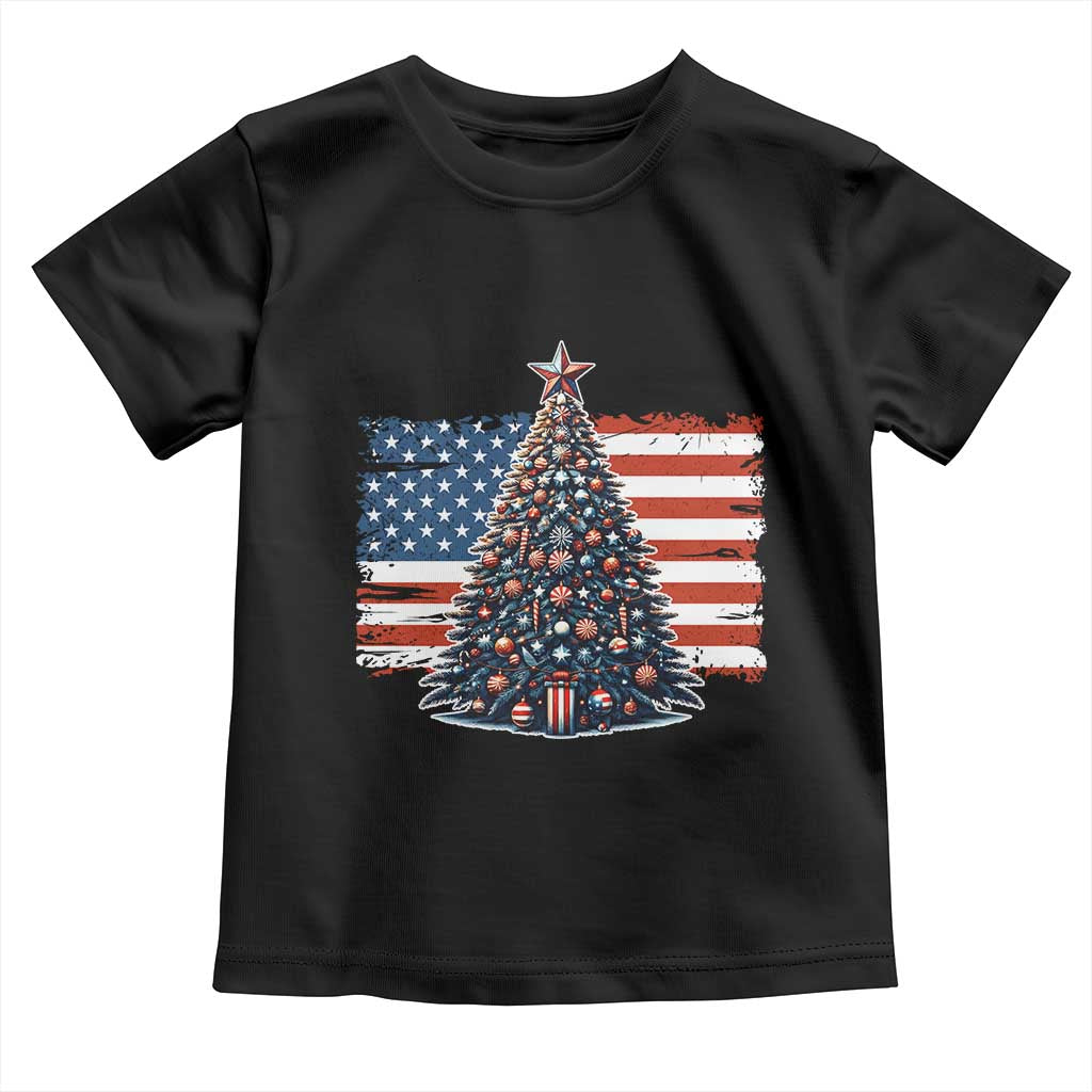 Patriotic American Flag Christmas Toddler T Shirt - Wonder Print Shop