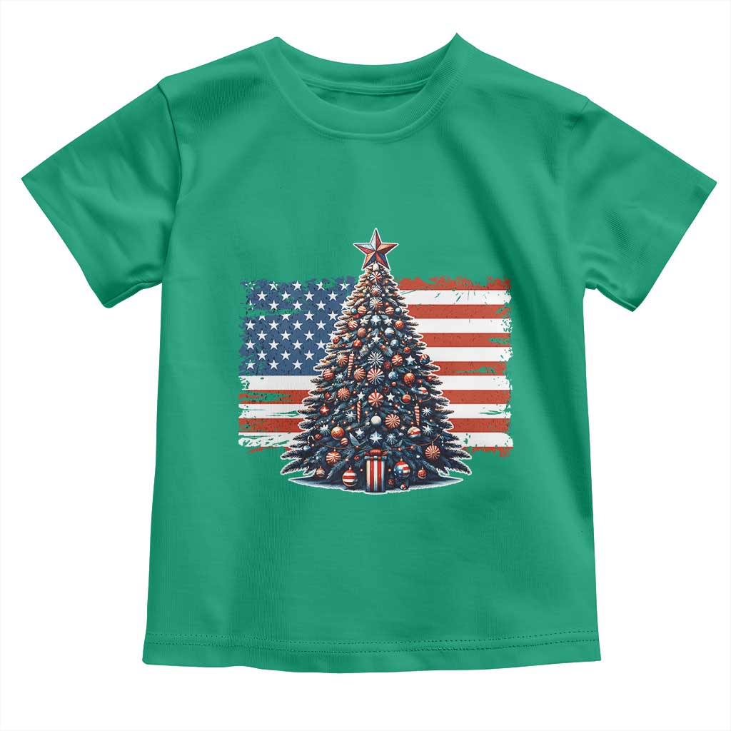 Patriotic American Flag Christmas Toddler T Shirt - Wonder Print Shop