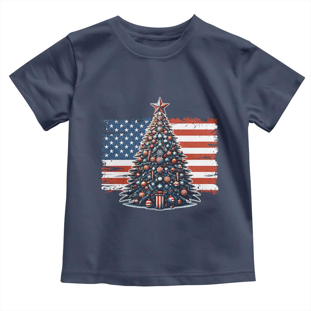 Patriotic American Flag Christmas Toddler T Shirt - Wonder Print Shop