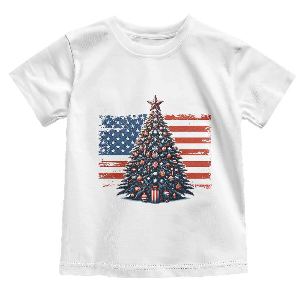 Patriotic American Flag Christmas Toddler T Shirt - Wonder Print Shop