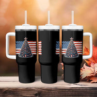 Patriotic American Flag Christmas Tumbler With Handle - Wonder Print Shop