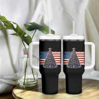 Patriotic American Flag Christmas Tumbler With Handle - Wonder Print Shop