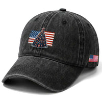 Patriotic American Flag Christmas Washed Cotton Baseball Cap