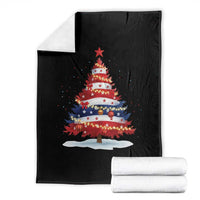 Christmas Tree American Flag Patriotic Throw Blanket - Wonder Print Shop
