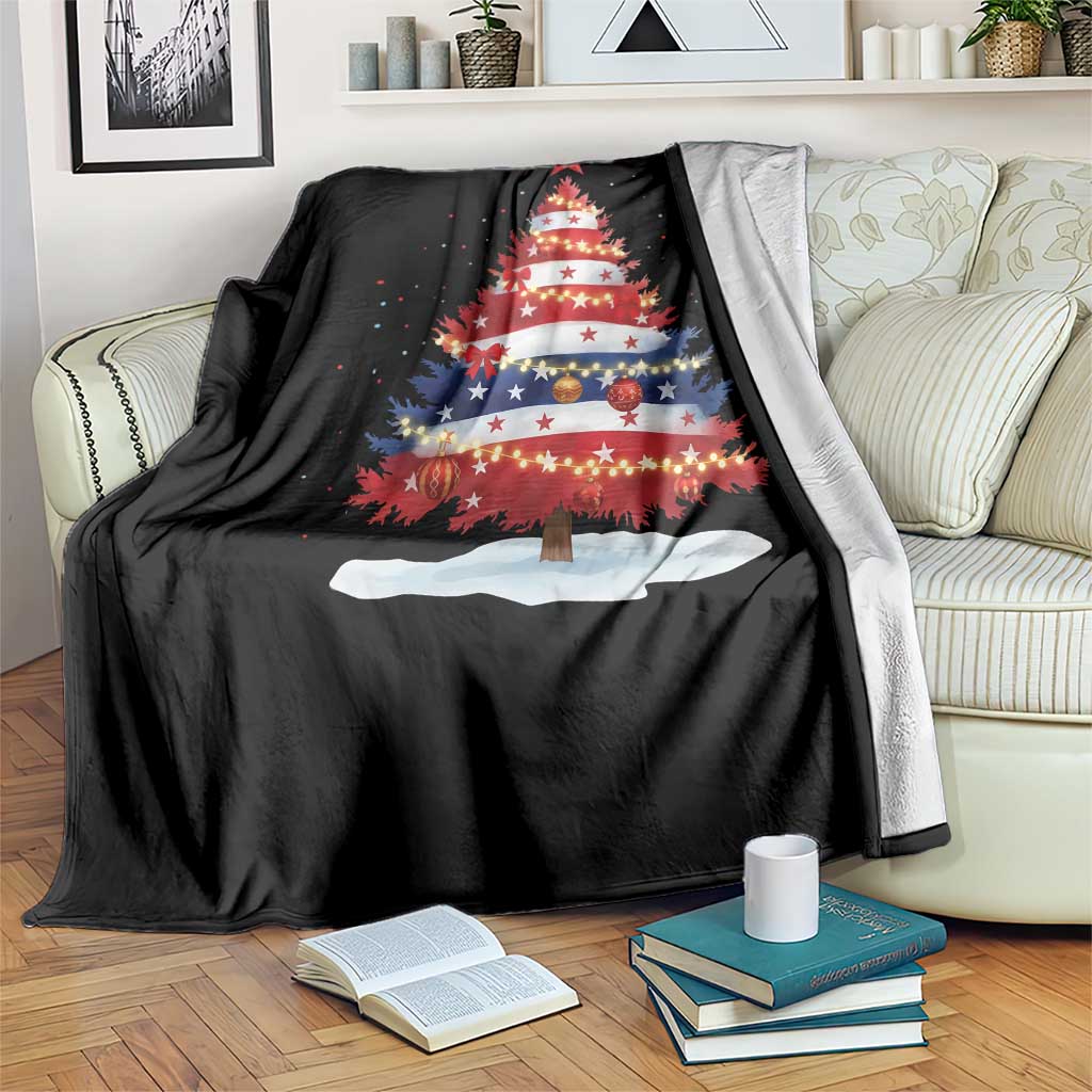 Christmas Tree American Flag Patriotic Throw Blanket - Wonder Print Shop