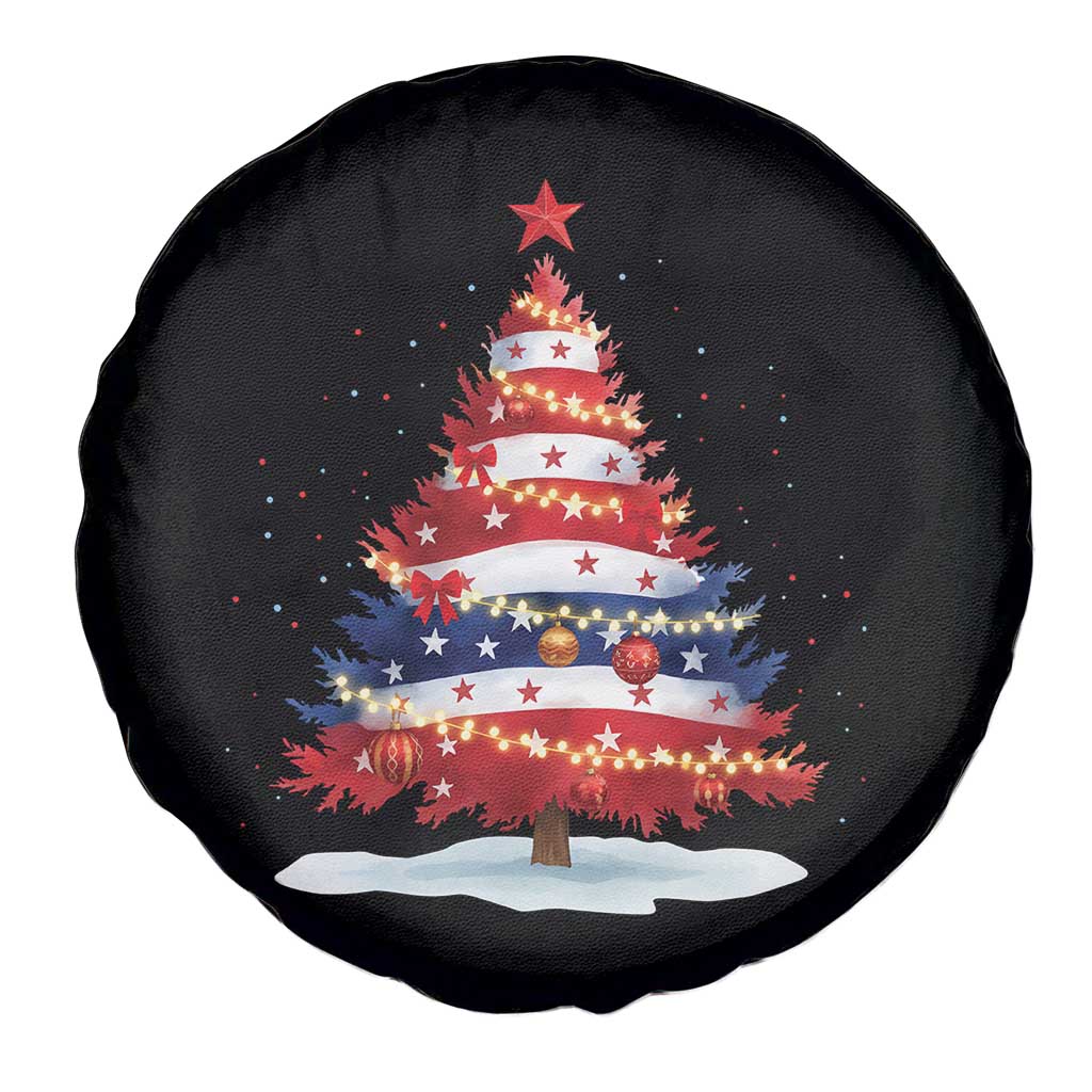 Christmas Tree American Flag Patriotic Spare Tire Cover - Wonder Print Shop