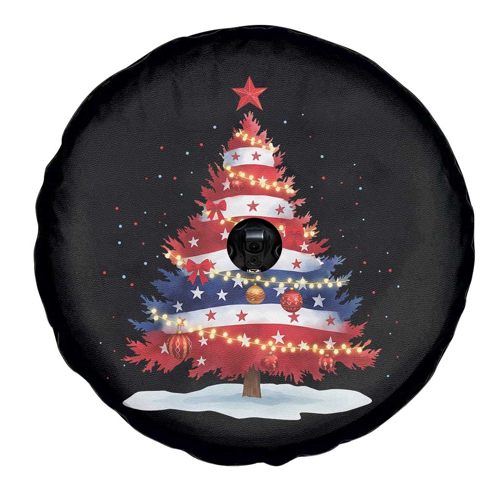 Christmas Tree American Flag Patriotic Spare Tire Cover - Wonder Print Shop