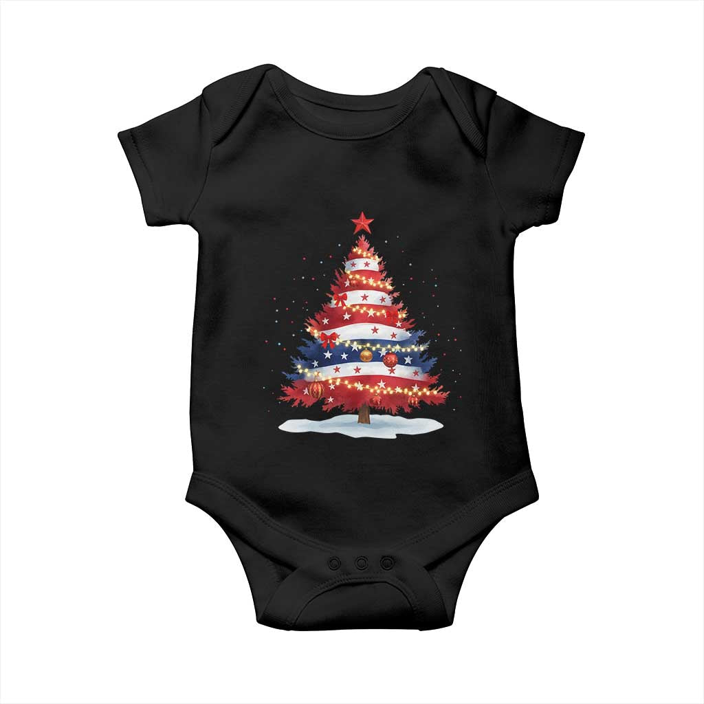 Christmas Tree American Flag Patriotic Baby Onesie - Wonder Print Shop