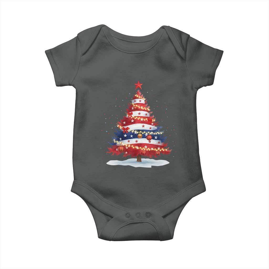 Christmas Tree American Flag Patriotic Baby Onesie - Wonder Print Shop