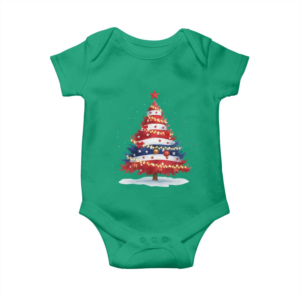 Christmas Tree American Flag Patriotic Baby Onesie - Wonder Print Shop