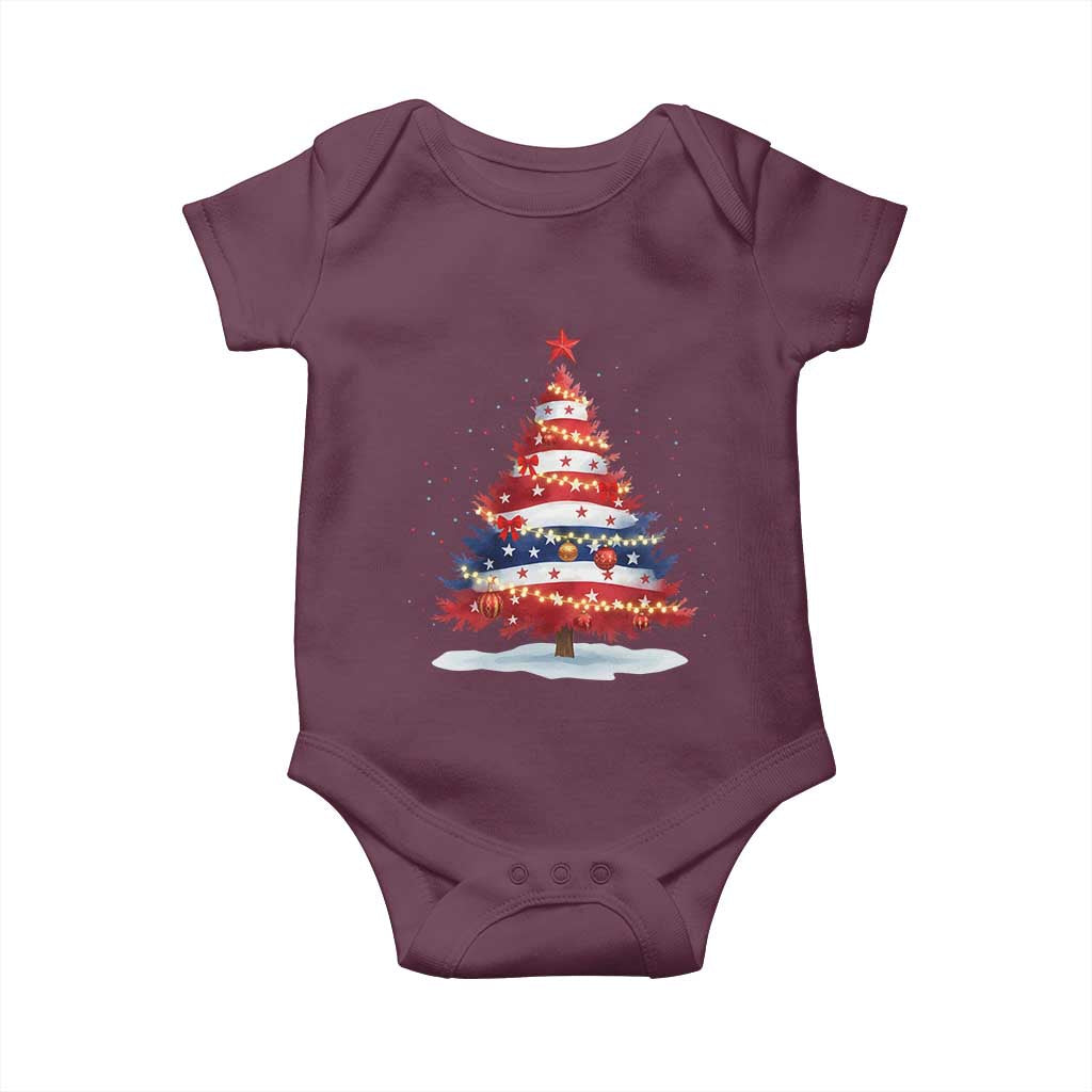 Christmas Tree American Flag Patriotic Baby Onesie - Wonder Print Shop