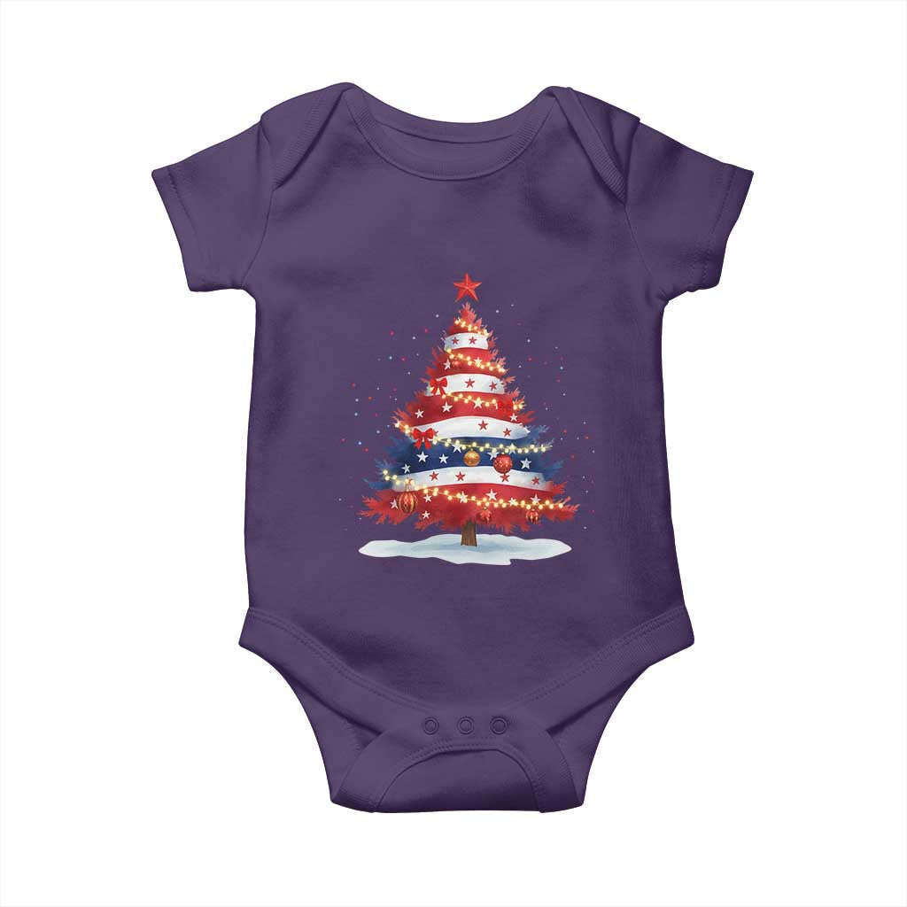 Christmas Tree American Flag Patriotic Baby Onesie - Wonder Print Shop