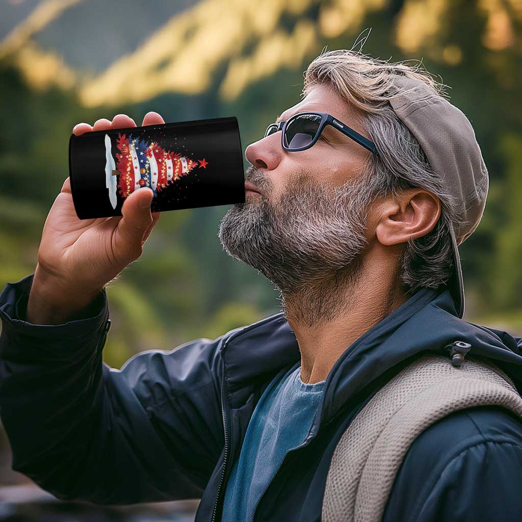 Christmas Tree American Flag Patriotic 4 in 1 Can Cooler Tumbler - Wonder Print Shop