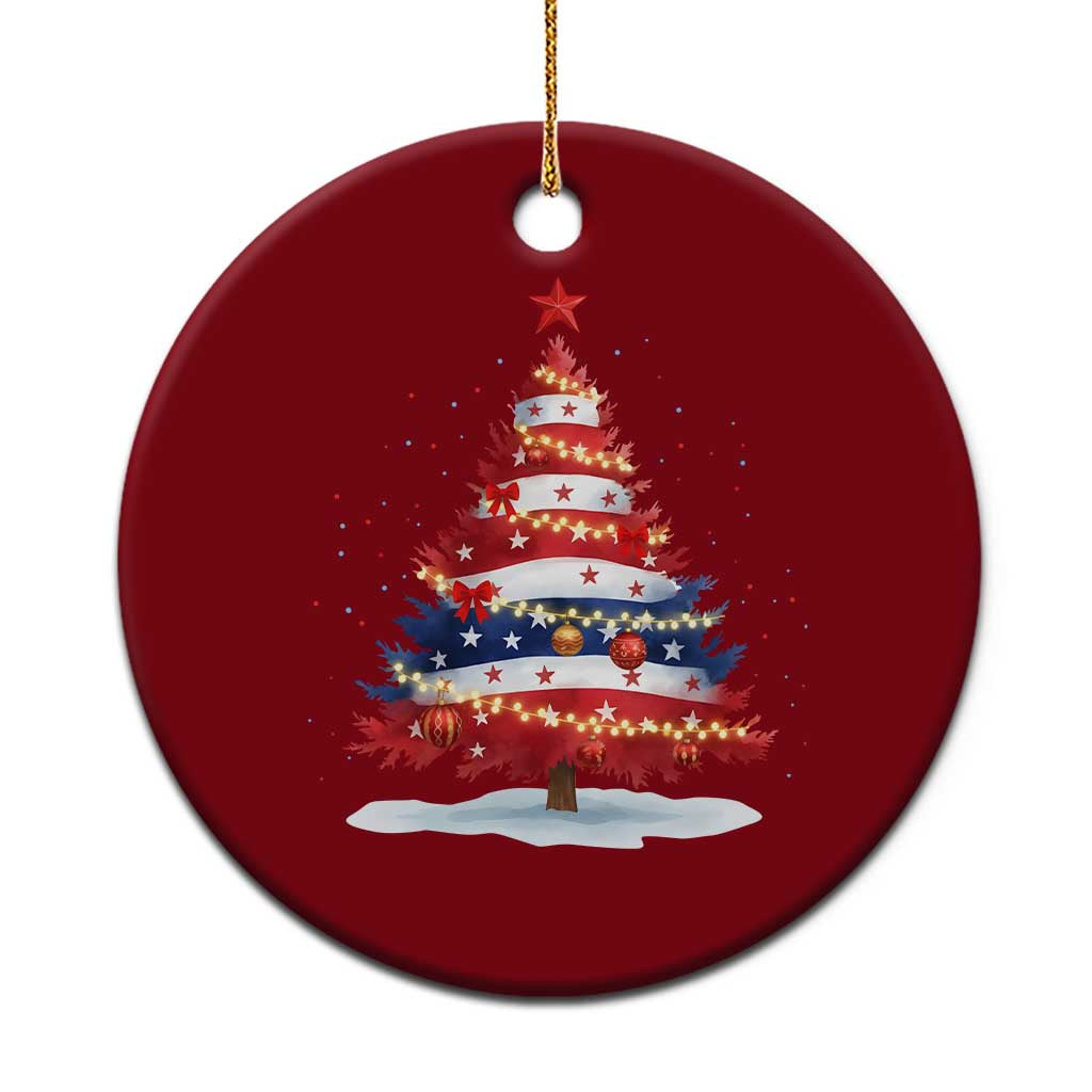 Xmas Tree American Flag Patriotic Ceramic Ornament - Wonder Print Shop