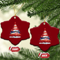 Xmas Tree American Flag Patriotic Ceramic Ornament - Wonder Print Shop