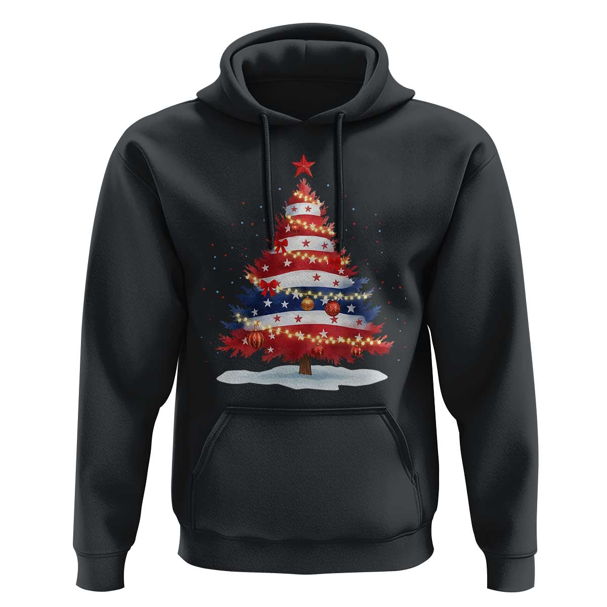 Christmas Tree American Flag Patriotic Hoodie - Wonder Print Shop