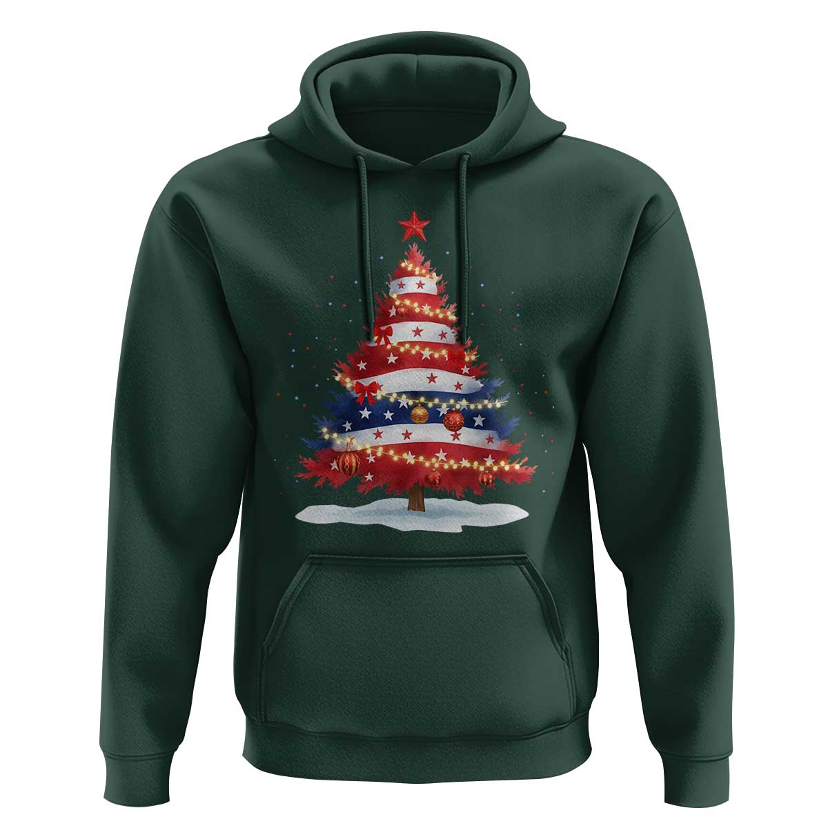 Christmas Tree American Flag Patriotic Hoodie - Wonder Print Shop