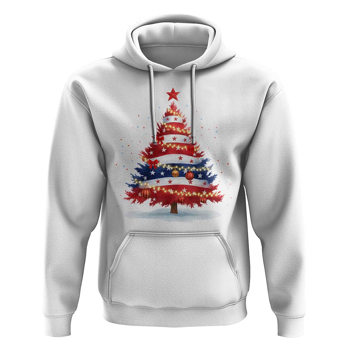 Christmas Tree American Flag Patriotic Hoodie - Wonder Print Shop