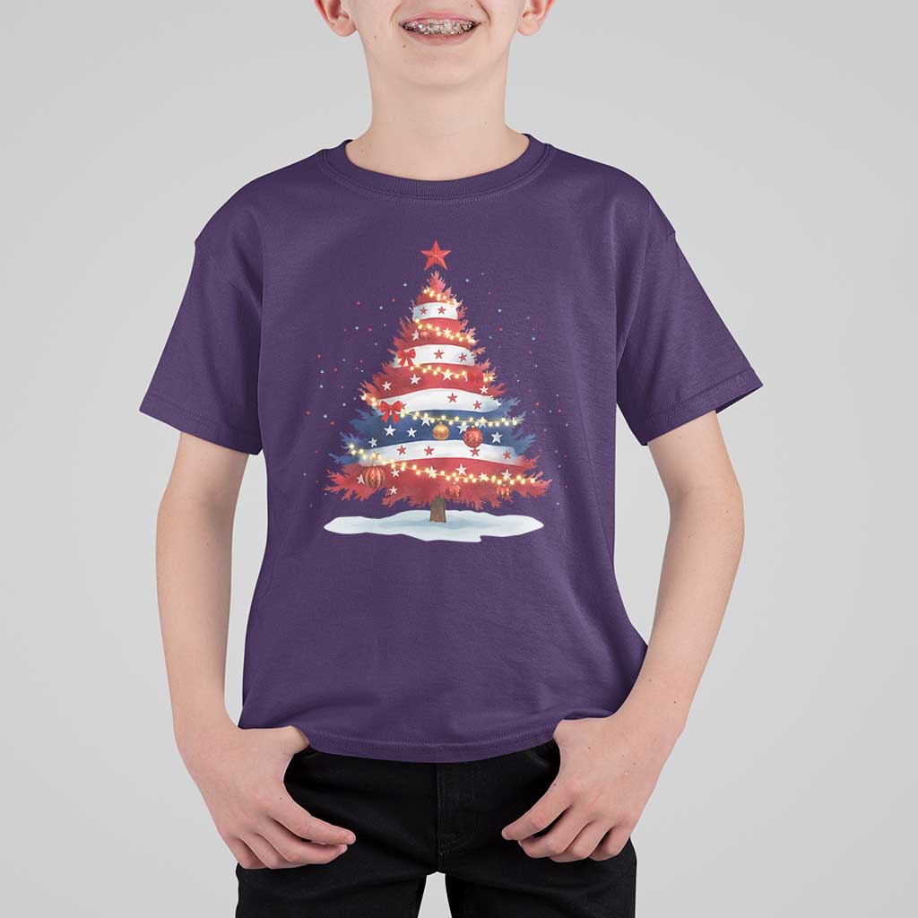 Christmas Tree American Flag Patriotic T Shirt For Kid - Wonder Print Shop