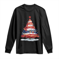 Christmas Tree American Flag Patriotic Long Sleeve Shirt - Wonder Print Shop
