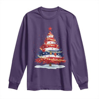 Christmas Tree American Flag Patriotic Long Sleeve Shirt - Wonder Print Shop