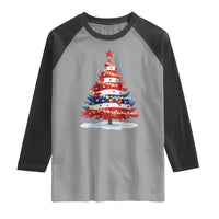 Christmas Tree American Flag Patriotic Raglan Shirt - Wonder Print Shop