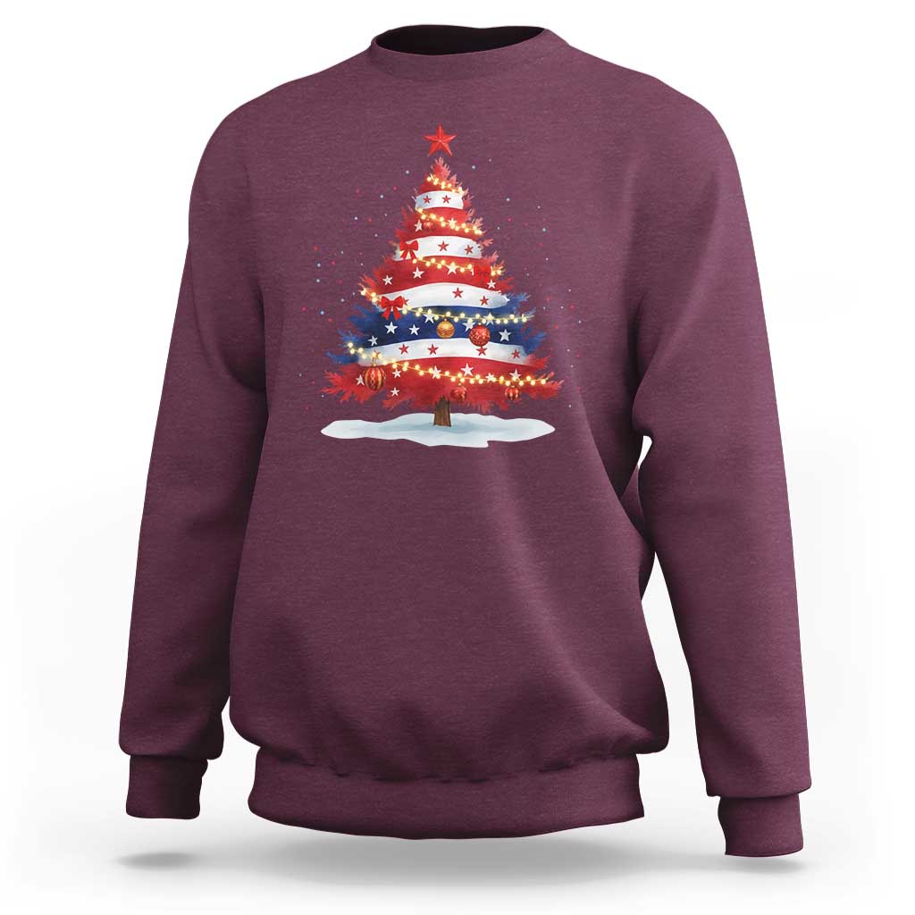 Christmas Tree American Flag Patriotic Sweatshirt - Wonder Print Shop
