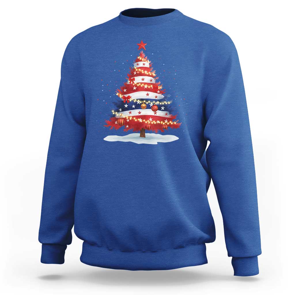 Christmas Tree American Flag Patriotic Sweatshirt - Wonder Print Shop