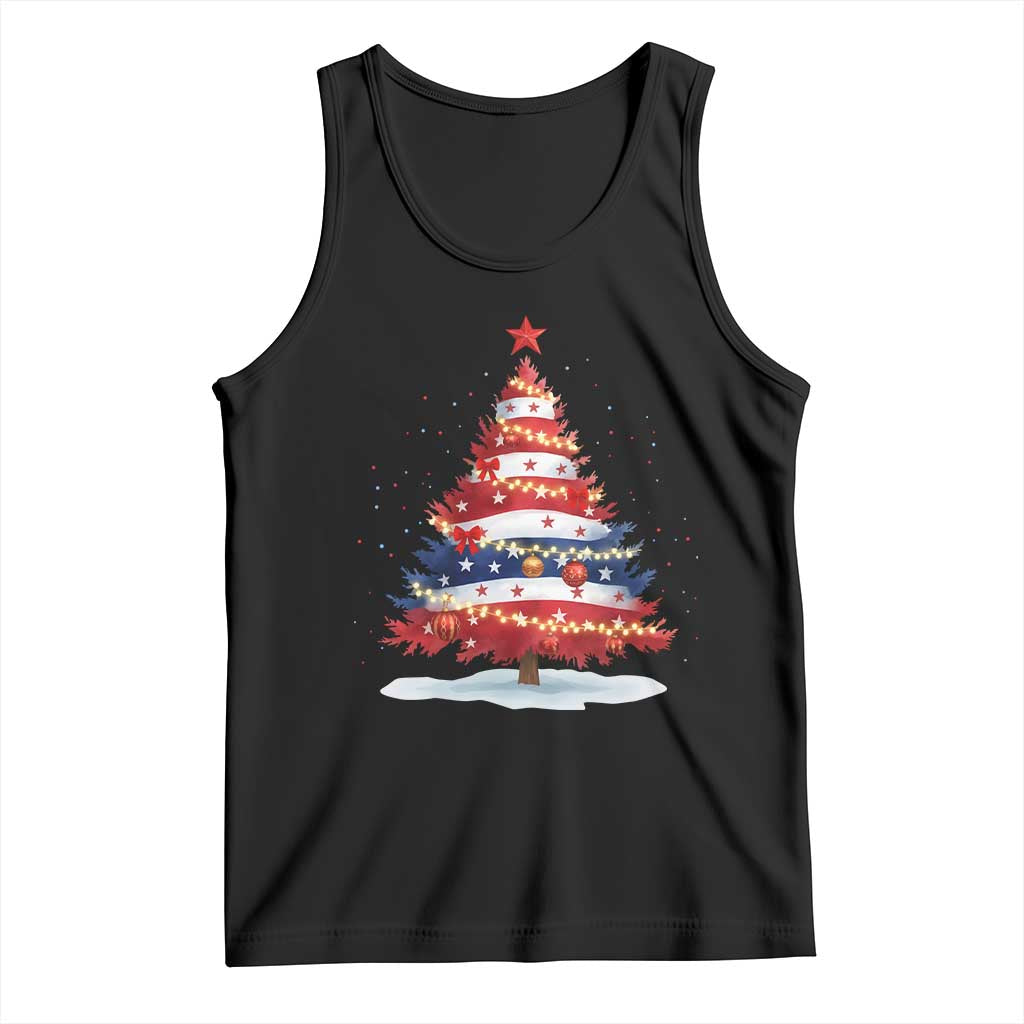 Christmas Tree American Flag Patriotic Tank Top - Wonder Print Shop