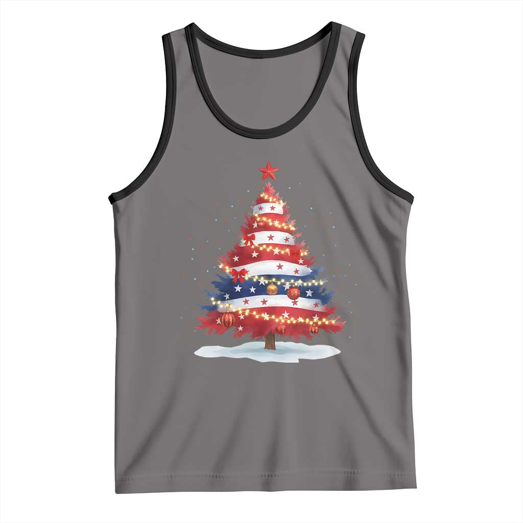 Christmas Tree American Flag Patriotic Tank Top - Wonder Print Shop