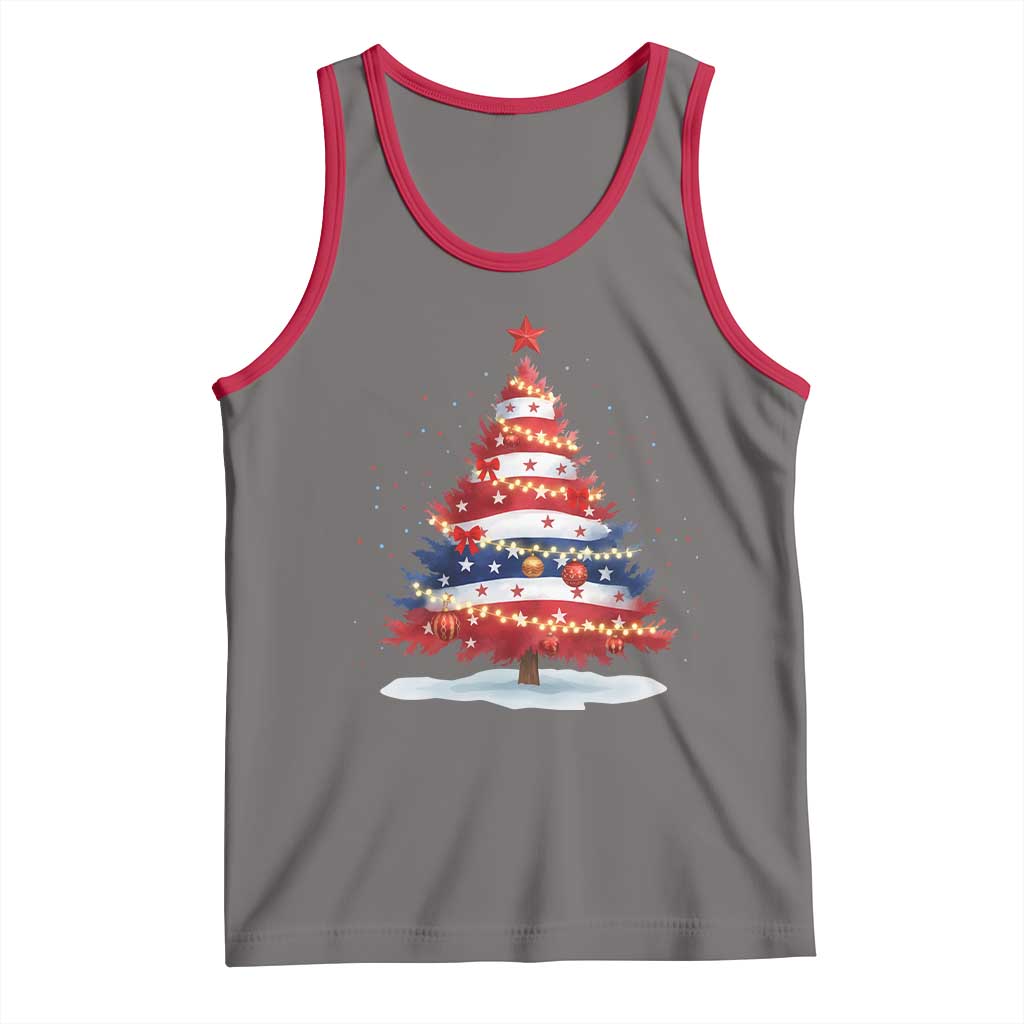 Christmas Tree American Flag Patriotic Tank Top - Wonder Print Shop