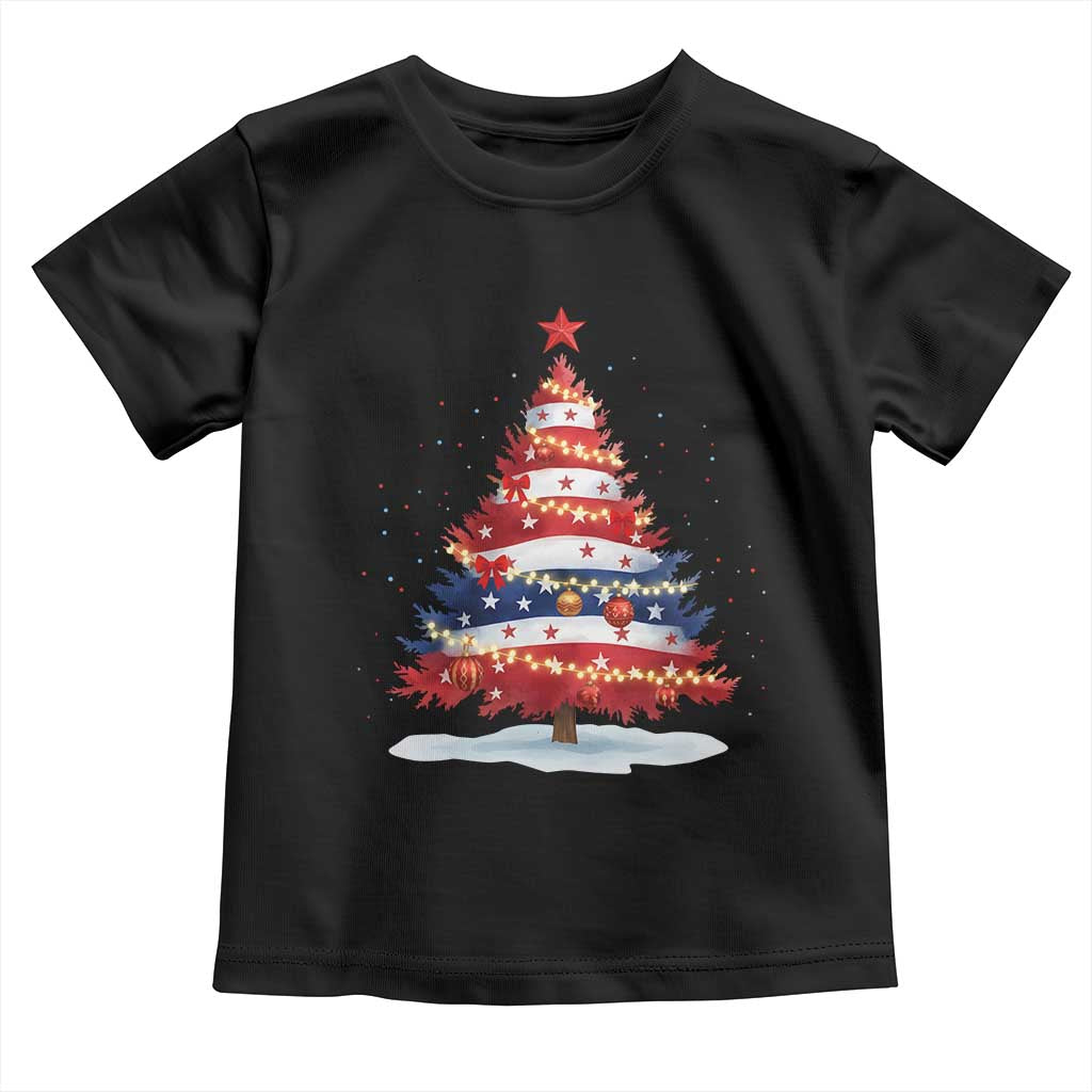 Christmas Tree American Flag Patriotic Toddler T Shirt - Wonder Print Shop