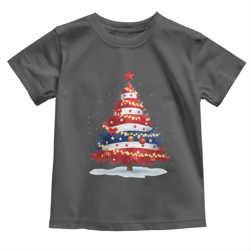 Christmas Tree American Flag Patriotic Toddler T Shirt - Wonder Print Shop