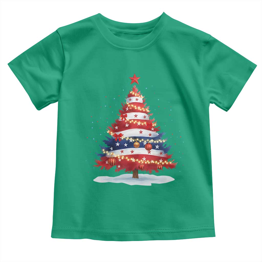Christmas Tree American Flag Patriotic Toddler T Shirt - Wonder Print Shop