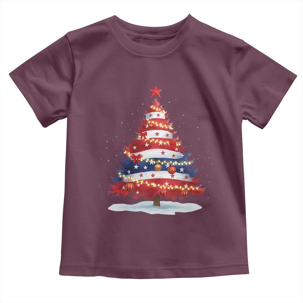 Christmas Tree American Flag Patriotic Toddler T Shirt - Wonder Print Shop