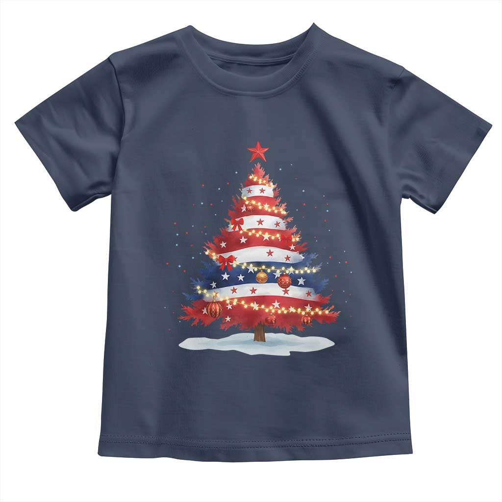 Christmas Tree American Flag Patriotic Toddler T Shirt - Wonder Print Shop