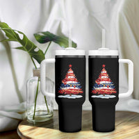 Christmas Tree American Flag Patriotic Tumbler With Handle - Wonder Print Shop