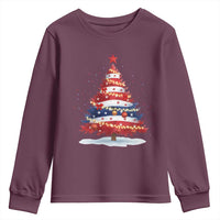 Christmas Tree American Flag Patriotic Youth Sweatshirt - Wonder Print Shop