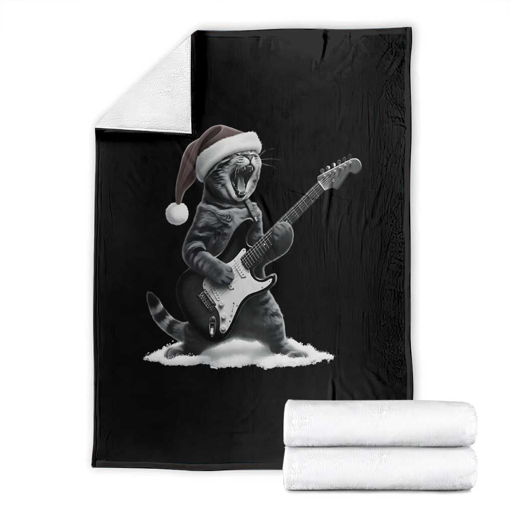 Funny Cat Guitar Throw Blanket Rock and Roll Christmas - Wonder Print Shop