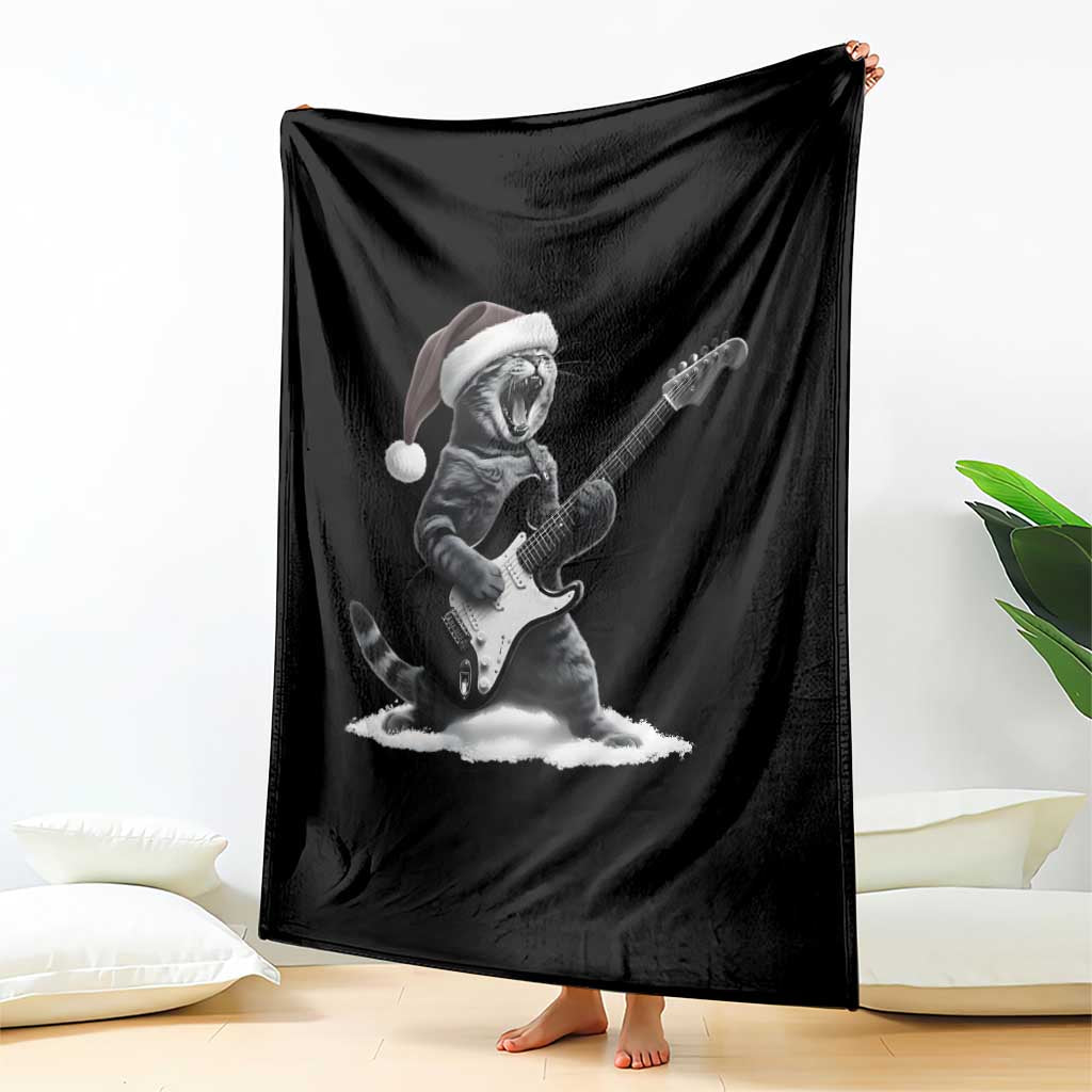 Funny Cat Guitar Throw Blanket Rock and Roll Christmas - Wonder Print Shop