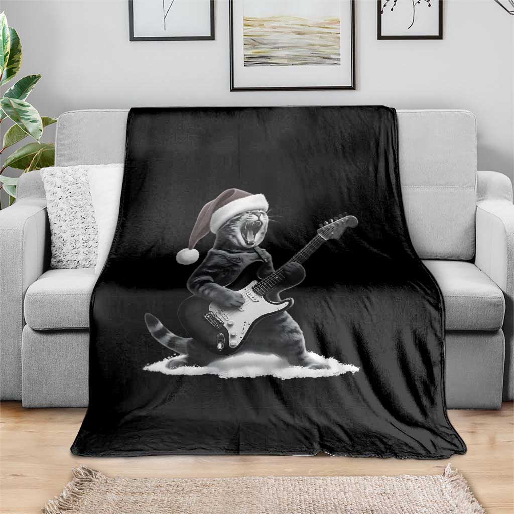 Funny Cat Guitar Throw Blanket Rock and Roll Christmas - Wonder Print Shop