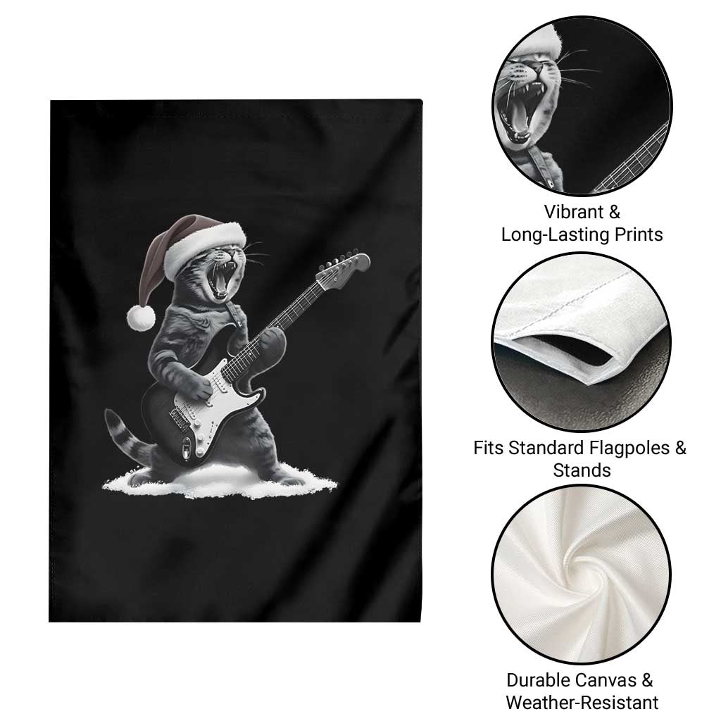 Funny Cat Guitar Garden Flag Rock and Roll Christmas - Wonder Print Shop