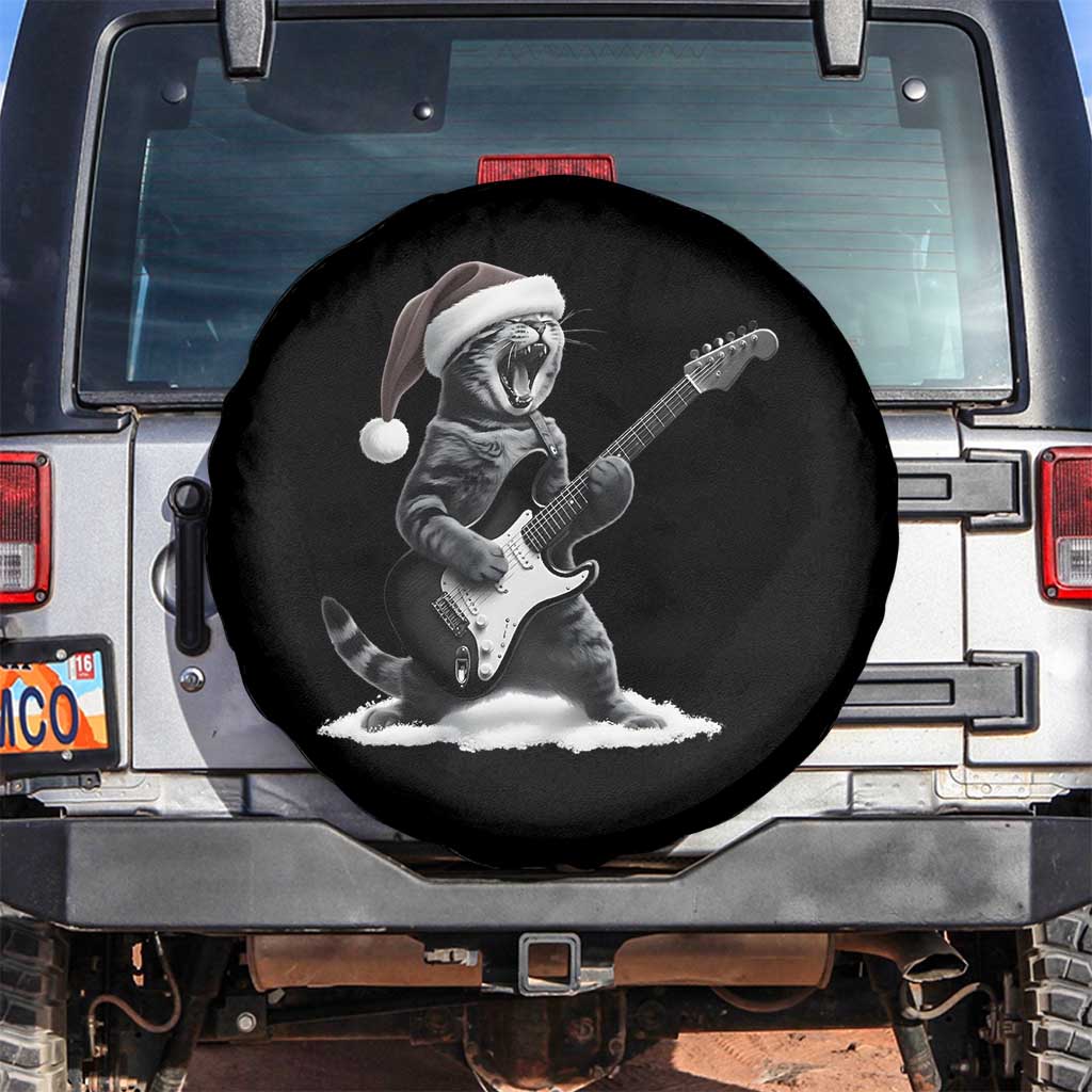 Funny Cat Guitar Spare Tire Cover Rock and Roll Christmas - Wonder Print Shop