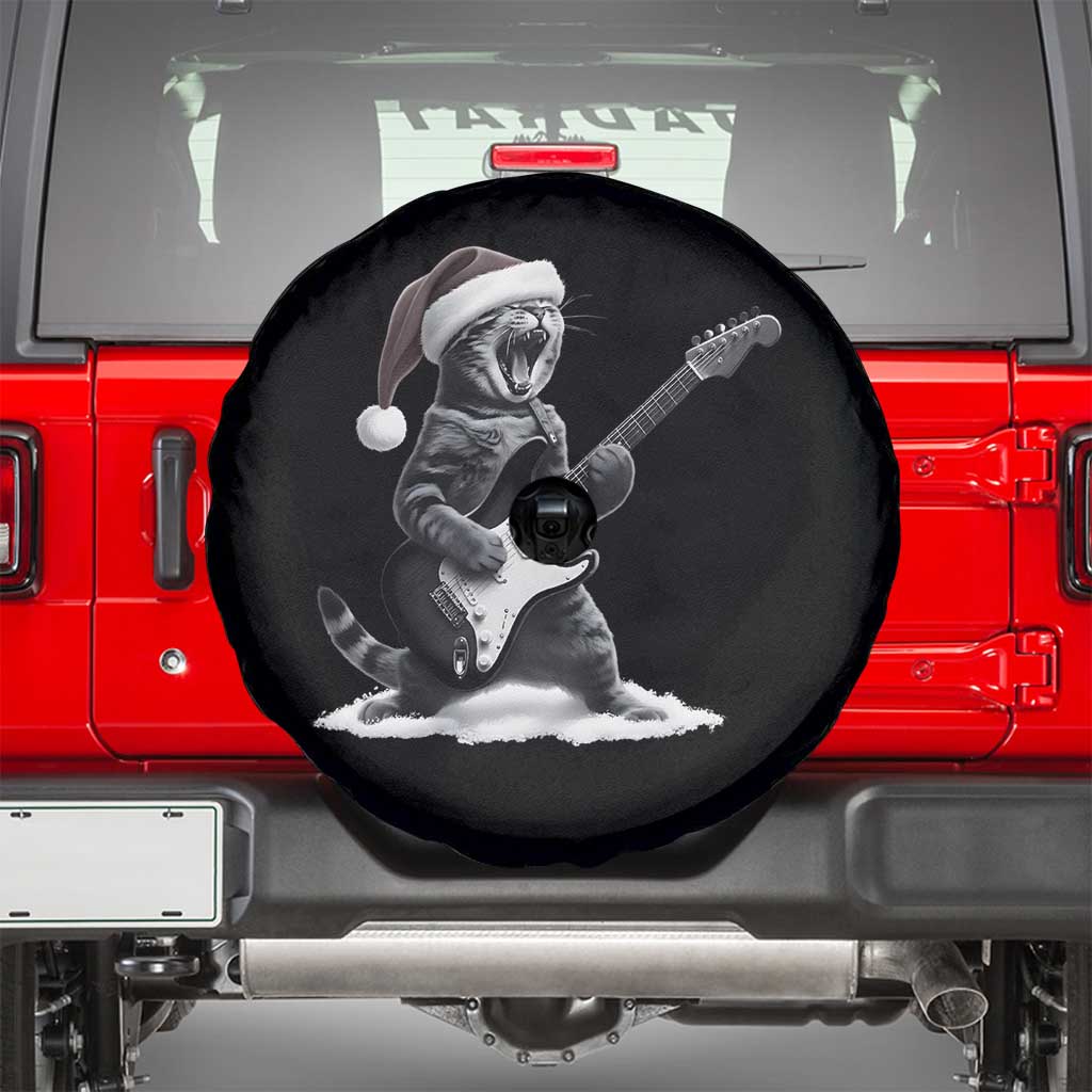 Funny Cat Guitar Spare Tire Cover Rock and Roll Christmas - Wonder Print Shop