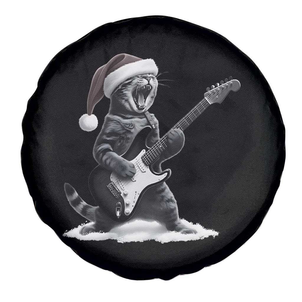 Funny Cat Guitar Spare Tire Cover Rock and Roll Christmas - Wonder Print Shop